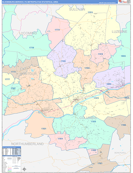 Bloomsburg-Berwick Metro Area Wall Map